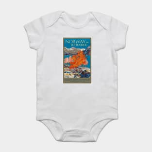 Vintage Travel Poster Norway in September Baby Bodysuit